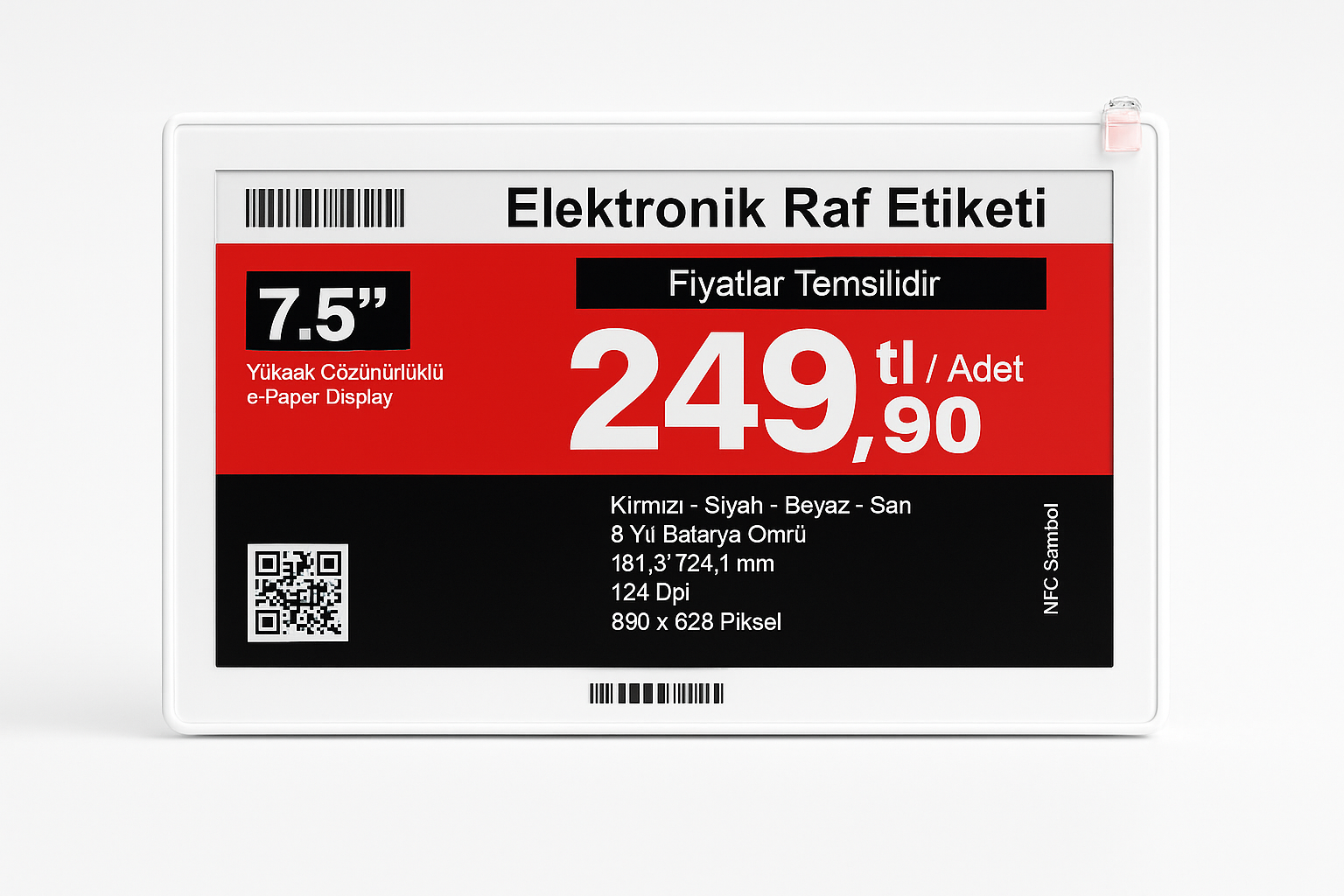 ESL Elektronik Raf Etiketi 7.5 inch Renkli - BV0522
